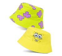 SPONGEBOB SQUAREPANTS Adults Bucket Hat | Yellow Reversible Sun Hat for Men & Women | Multicoloured Sponge Bob & Patrick Star Coral Character | Double-Sided Summer Headwear | Nostalgic Cartoon Gift