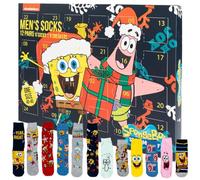 SpongeBob Squarepants Advent Calendar with 12 Pairs of Socks Size 40-45 for Men Christmas Calendar with Sneakers and Long Socks