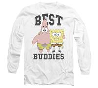 Spongebob Squarepants and Patrick, Best Buddies Unisex Adult Longsleeve T Shirt, White, XX-Large