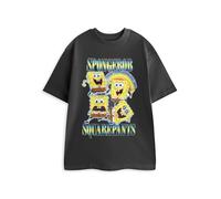 SPONGEBOB SQUAREPANTS Black Short Sleeve Graphic Tee | Unisex Crew Neck Cartoon Print T-Shirt | Meme Character Top | Adults Streetwear | Spongebob Merch