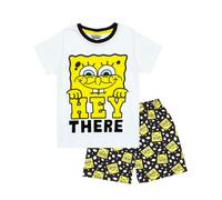 SpongeBob SquarePants Boy's Kids Short Sleeve Short Leg Pyjama Set (White) in White | Size: 3-4 Years Spongebob Squarepants White 3-4 Years