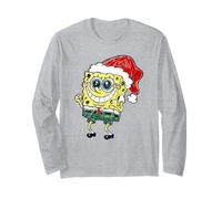 Spongebob Squarepants Christmas Jolly and Hyped Santa Sketch Long Sleeve T-Shirt