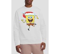 Spongebob Squarepants Christmas Santa Hat Crew Sweatshirt, White Spongebob White XXL