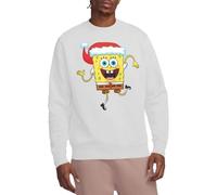 Spongebob Squarepants Christmas Santa Hat Crew Sweatshirt, White, X-Large