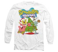 Spongebob Squarepants Christmas Tree Mens Long Sleeve T Shirt, White, X-Large