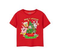 SpongeBob SquarePants Christmas Tree Short Sleeved T-Shirt | Unisex Kids Red | Officially Licensed Merch | Size: 9-10 Years Spongebob Squarepants Red 9-10 Years