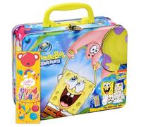 SpongeBob SquarePants Coloring and Activity Tin Box for Kids, with Crayons, Stickers, Sketch Pad, Mess Free Crafts Color Kit for Toddlers, Boys, and Girls Bookmark Included