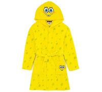 SPONGEBOB SQUAREPANTS Dressing Gown Kids | Boys Girls Yellow Robe Pyjamas Bathrobe | Character Hood Fluffy Fleece With Adjustable Belt 11-12 Years