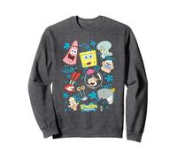 SpongeBob SquarePants Floating Heads Sweatshirt, Adult Unisex, Dark Heather Grey, Large