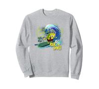 SpongeBob SquarePants Fun 90s Ride the Wave Surfing Design Sweatshirt