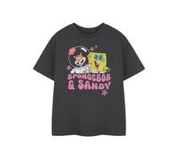 SpongeBob SquarePants Girl's SB & Sandy Short Sleeved T-Shirt | Girls Charcoal | Officially Licensed Merch in Grey | Size: 13-14 Years Spongebob Squarepants Grey 13-14 Years