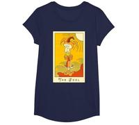 Spongebob Squarepants Halloween Squidward The Fool Card T-Shirt, Girls, Navy Blue, Small