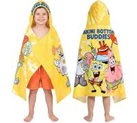 SpongeBob SquarePants Hooded Towels for Boys, Cotton Bath & Beach Towel Poncho, Soft Absorbent Hooded Kids Shower Swimming Wrap & Changing Robe, Shower, Travel Holiday Essentials (Yellow SpongeBob)