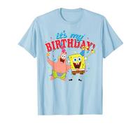 Spongebob Squarepants It's My Birthday Spongebob Patrick T-Shirt, Men, Baby Blue, Medium