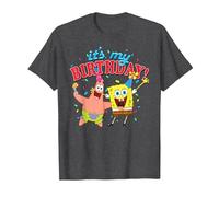 Spongebob Squarepants It's My Birthday Spongebob Patrick T-Shirt, Men, Dark Heather Grey, 4X-Large