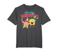 Spongebob Squarepants It's My Birthday Spongebob Patrick T-Shirt, Men's Big and Tall, Dark Heather Grey, 5X Tall