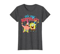 Spongebob Squarepants It's My Birthday Spongebob Patrick T-Shirt, Women, Dark Heather Grey, 3X-Large