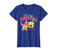 Spongebob Squarepants It's My Birthday Spongebob Patrick T-Shirt, Women, Royal Blue, Medium