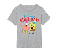 Spongebob Squarepants It's My Birthday Spongebob Patrick T-Shirt, Women's Plus, Heather Grey, 5X
