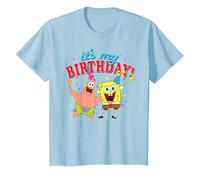Spongebob Squarepants It's My Birthday Spongebob Patrick T-Shirt, Youth, Baby Blue, Large