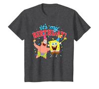 Spongebob Squarepants It's My Birthday Spongebob Patrick T-Shirt, Youth, Dark Heather Grey, Large