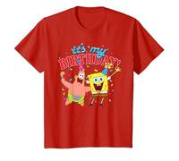 Spongebob Squarepants It's My Birthday Spongebob Patrick T-Shirt, Youth, Red, Medium