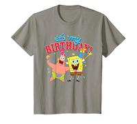 Spongebob Squarepants It's My Birthday Spongebob Patrick T-Shirt, Youth, Slate Grey, Large