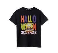SPONGEBOB SQUAREPANTS Kids Halloween T-Shirt | Black Short Sleeve Graphic Tee for Children | Sponge Bob Screams Seasonal Costume Top | Spooky Holiday Cartoon Gift for Boys & Girls