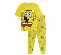 SPONGEBOB SQUAREPANTS Kids Pyjamas Snuggle Fit Boys Girls Full Length Pjs Set with Short Sleeve T-Shirt Unisex Gift