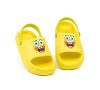 SpongeBob Squarepants Kids Sandals | Boys & Girls Sliders with Supportive Strap for Toddlers | Yellow Sponge Bob Summer Pool & Play Shoes | Slip-on Footwear Fun Merchandise Gift for Children
