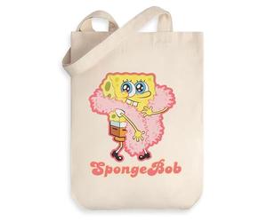 SPONGEBOB SQUAREPANTS Ladies Beige Tote Bag | Classic Cartoon Design for Carrying Items | Lightweight & Versatile | Perfect for Everyday Use | SpongeBob Merch