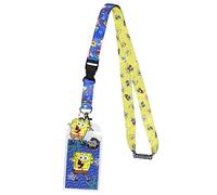 Spongebob Squarepants Lanyard Breakaway ID Badge Holder with Character Rubber Charm and Collectible Sticker
