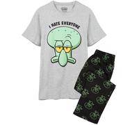 SpongeBob SquarePants Men's Adult Short Sleeve Long Leg Pyjama Set (Grey/Navy) in Grey | Size: 2XL Spongebob Squarepants Grey 2XL