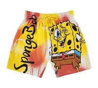 Spongebob Squarepants Mens Basketball Shorts - Spongebob, Patrick, Mr Krabs, Squidward - Spongebob Cotton Embroidery Shorts, Yellow, X-Large