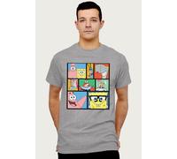 SpongeBob SquarePants Men's Colour Tile Montage T-Shirt in Mid Grey | Size: Small Spongebob Squarepants Mid Grey S