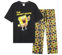 SPONGEBOB SQUAREPANTS Men's Pyjama Loungewear Set, Black/Yellow, XXL