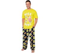 SPONGEBOB SQUAREPANTS Mens Pyjamas Set T-Shirt and Long Bottoms Teens PJs Comfy Loungewear Nightwear Funny Gifts for Men (XL, Yellow/Black)