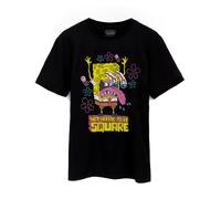 SPONGEBOB SQUAREPANTS Mens T-Shirt | Black Not Afraid to Be Square Graphic Tee for Him | Iconic Cartoon Lightweight Short-Sleeve Top | Sponge Bob Merchandise Gift for Adults
