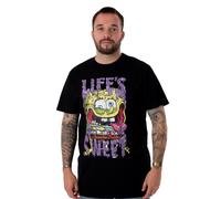 SPONGEBOB SQUAREPANTS Mens T-Shirt | Black Life's Sweet Graphic Tee for Adults | Iconic Cartoon Lightweight Short-Sleeve Top | Sponge Bob Merchandise Gift for Adults