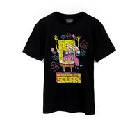 SPONGEBOB SQUAREPANTS Mens T-Shirt | Black Not Afraid to Be Square Graphic Tee for Him | Iconic Cartoon Lightweight Short-Sleeve Top | Sponge Bob Merchandise Gift for Adults