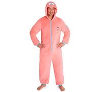 SPONGEBOB SQUAREPANTS Onesies for Men & Teens S-3XL, Soft Hooded Fleece Onesie Pyjamas PJs, Warm Loungewear Gifts for Him (L, Pink Patrick)