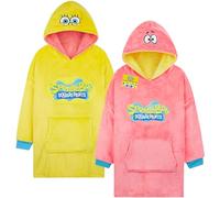 SPONGEBOB SQUAREPANTS Oversized Hoodie for Boys 7-13 Yrs, Reversible Hoodie Blanket, Fleece Hooded Loungewear, Gifts for Boys Yellow/Pink