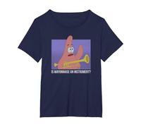 Spongebob Squarepants Patrick is Mayonnaise an Instrument? T-Shirt, Women's Plus, Navy Blue, 1X
