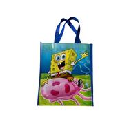 SpongeBob SquarePants riding a Jelly Fish Large Reusable Tote Bag