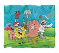 Spongebob Squarepants Silky Group Scene Supersoft Blanket Multicoloured (One Size)