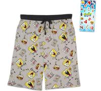 SpongeBob SquarePants Spongebob Pajama Shorts Set - Bundle with 1 Pair of XL (38-42 Waist) Sleeper Shorts Plus Stickers | Retro Nickelodeon Pajamas for Men Multicolor
