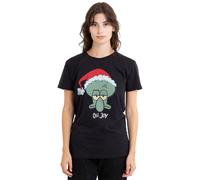Spongebob Squarepants Squidward Christmas Joy Ladies T Shirt, Black Spongebob Black S