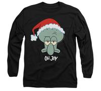 Spongebob Squarepants Squidward Christmas Joy Mens Long Sleeve T Shirt, Black, Small