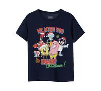 SpongeBob SquarePants Unisex Kids Blue Krabby Christmas Short Sleeved T-Shirt - 9-10 Years