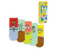 SpongeBob SquarePants Unisex Kids Multicoloured Multi-Character Graphics Calf Socks Set of 5 - 12.5-3.5 UK Child